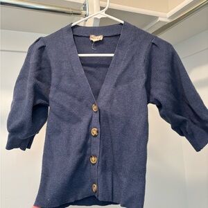 Hem & Thread Navy Cardigan with Wooden Buttons